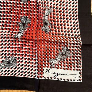 Vintage KAGUMI Silk Scarf~Horse & Carriage~Brown~Orange~Cream